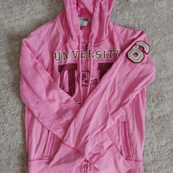Victoria's Secret Pink Tops - VINTAGE Y2K Pink by Victoria's Secret pink zip-up hoodie size Small